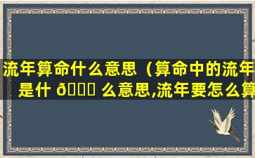 流年算命什么意思（算命中的流年是什 🕊 么意思,流年要怎么算）